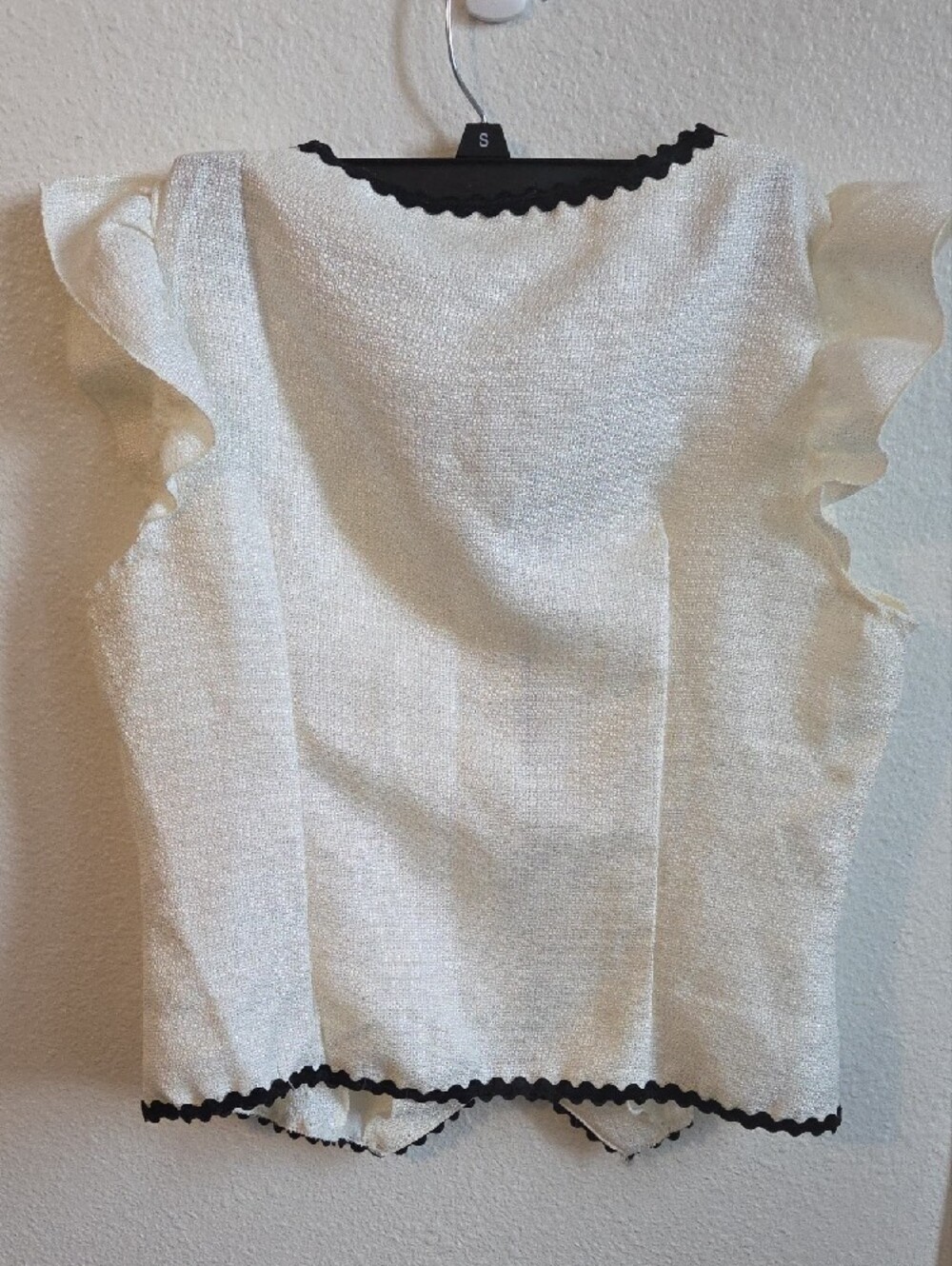 Classic Cream Ruffle Trim Button-Front Top - Picture 2 of 2